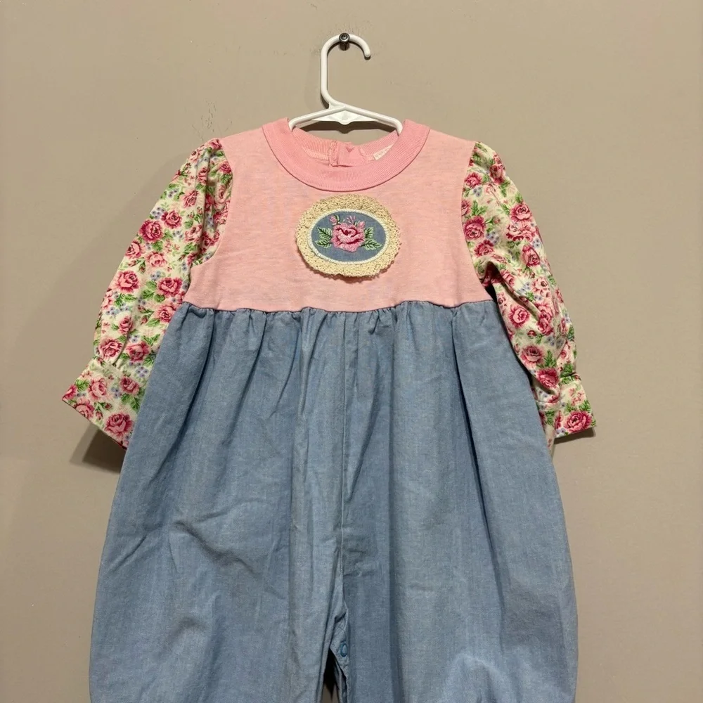 Vintage Carter's Pink and Blue Floral Romper